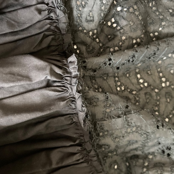 “Quaker Lady” black eyelet 1950s dress w/ scalloped boat neck full skirt - Picture 2 of 10